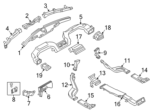 2016 Lincoln MKZ Louvre Assembly - Vent Air Diagram for DP5Z-19893-BD