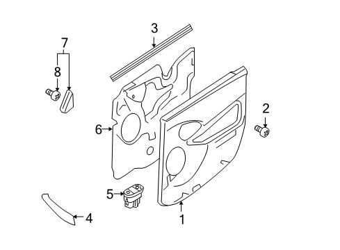 2002 Ford Focus Trim Assembly - Rear Door Diagram for 2M5Z-5427407-BAB