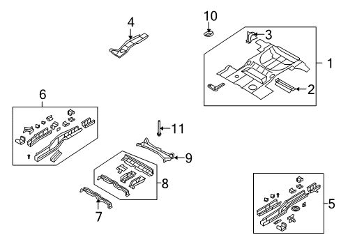 2007 Lincoln MKX Rear Floor & Rails Diagram