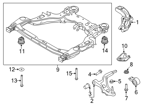 2016 Ford Special Service Police Sedan Front Suspension Components, Lower Control Arm, Stabilizer Bar Diagram