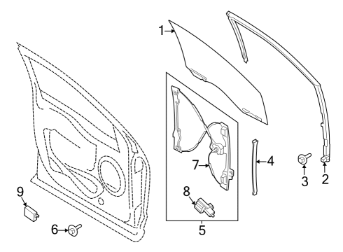 2023 Ford F-150 Lightning Glass - Front Door Diagram