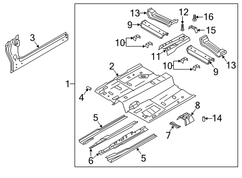 2022 Ford Escape Floor & Rails Diagram 1 - Thumbnail