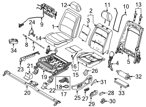 2016 Ford Flex Support - Seat Back - Lumbar Diagram for 9C3Z-9664842-A