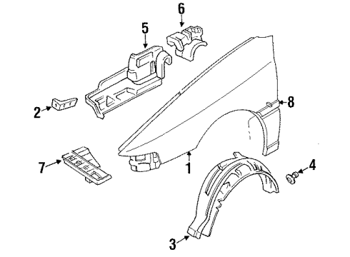 1995 Ford Escort Fender Assembly - Front Diagram for F3CZ-16006-A