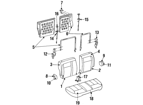 1996 Ford Taurus Rear Seat Cushion Pad Diagram for 1F1Z-74600A88-AA