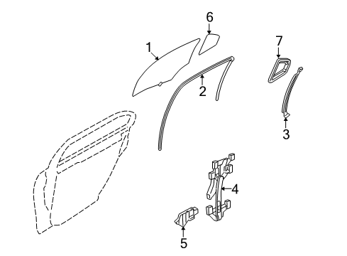 2009 Ford Fusion Rear Door - Glass & Hardware Diagram