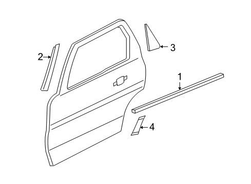 2010 Mercury Mariner Exterior Trim - Rear Door Diagram 1 - Thumbnail