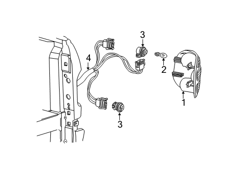 2003 Ford F-150 Tail Lamp Assembly, Red, Rear Passenger Side Diagram for YL3Z-13404-AA