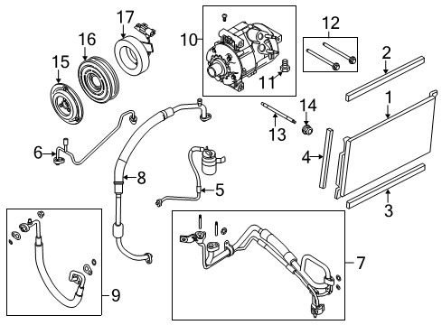 2008 Ford Taurus X A/C Condenser, Compressor & Lines Diagram