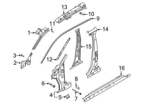 2021 Lincoln Corsair PILLAR - FRONT BODY Diagram for JX7Z-5802504-A