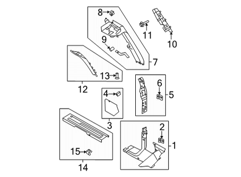 2022 Ford Bronco Interior Trim - Pillars Diagram