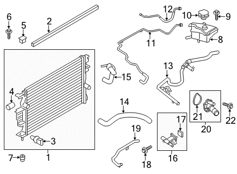 2020 Ford Fusion Radiator & Components Diagram