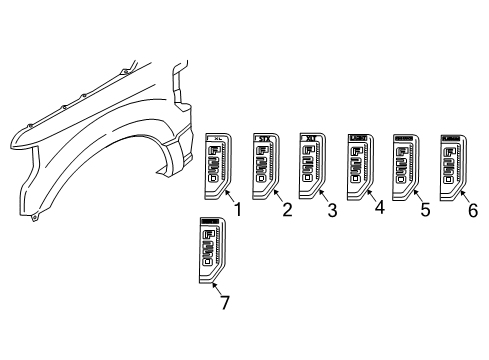 2020 Ford F-250 Super Duty Exterior Trim - Fender Diagram 2 - Thumbnail