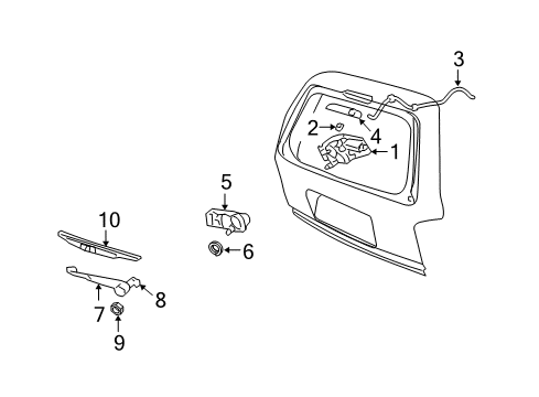 2004 Lincoln Navigator Lift Gate - Wiper & Washer Components Diagram