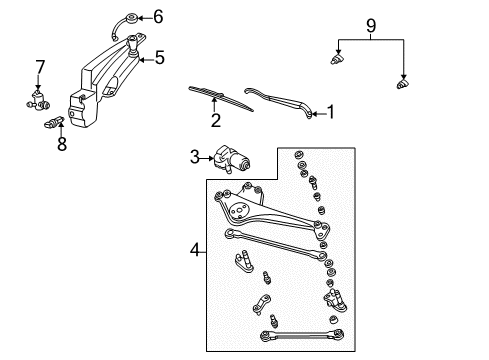 2004 Mercury Sable Windshield - Wiper & Washer Components Diagram