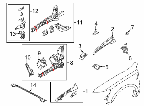 2010 Lincoln MKT Structural Components & Rails Diagram