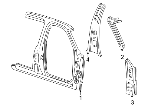 1998 Ford Expedition Frame - Door Diagram for F75Z-78211A10-BA