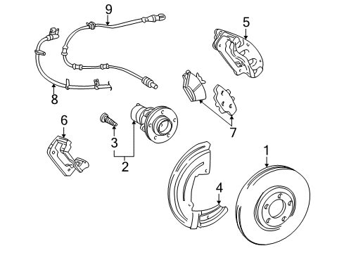 2003 Ford Thunderbird Bracket - Brake Caliper Diagram for XW4Z-2C396-BA