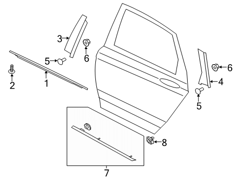 2018 Lincoln MKZ Moulding - Door Window Frame Diagram for DP5Z-54255A63-AB