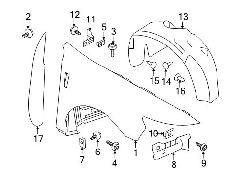 2011 Lincoln MKS Fender & Components Diagram