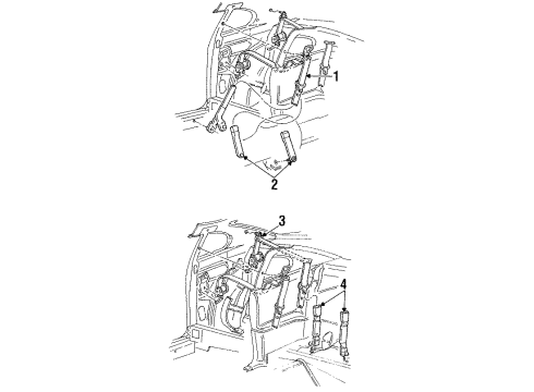 1994 Ford Mustang Seat Belt Assembly Diagram for F6ZZ-76611B08-AAB