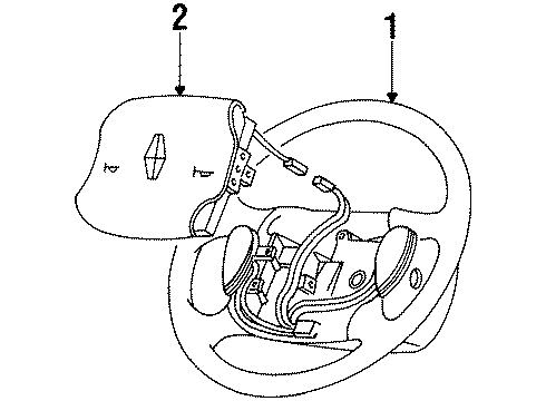 2000 Lincoln Navigator Steering Column, Steering Wheel & Trim Diagram 2 - Thumbnail