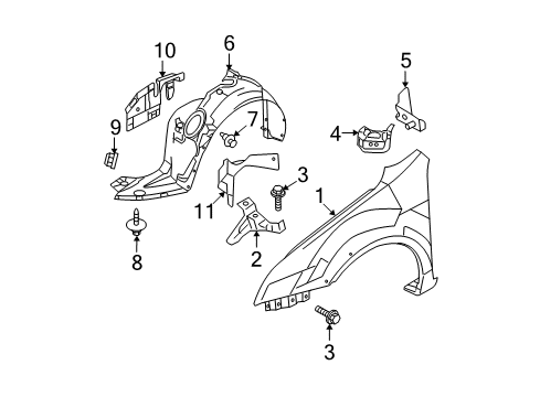 2009 Ford Fusion Fender & Components Diagram