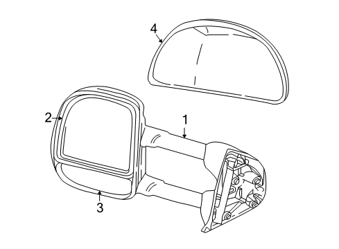 2004 Ford Excursion Mirror Assembly - Rear View Outer Diagram for 4C7Z-17K707-BA