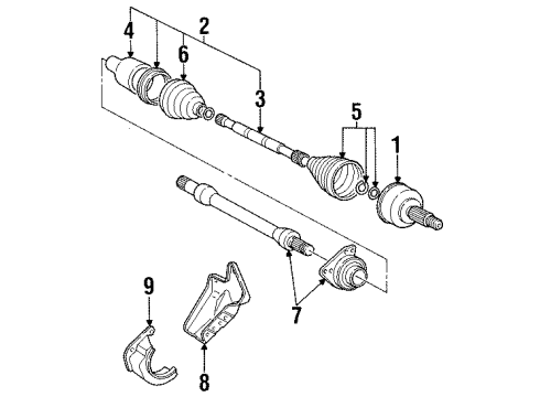 1995 Ford Contour Joint & Stub Shaft Assembly Diagram for F8RZ3B437AB