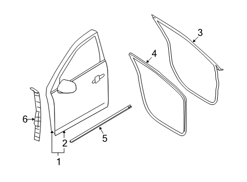 2010 Lincoln MKT Weatherstrip Assy - Door Opening Diagram for AE9Z-7420708-A