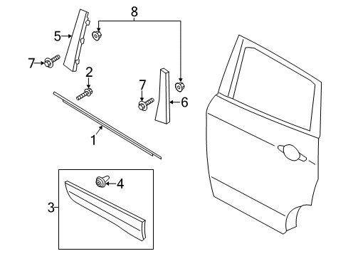 2018 Ford Escape Moulding - Door Window Frame Diagram for CJ5Z-78255A35-AA