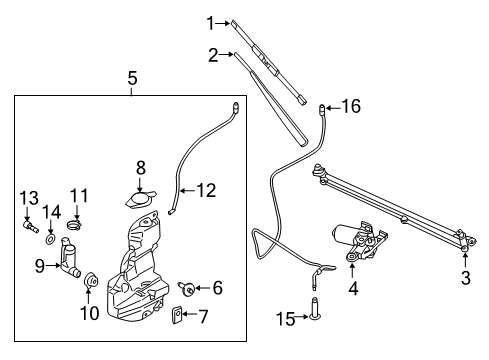 2018 Ford F-150 Wiper & Washer Components, Body Diagram 1 - Thumbnail