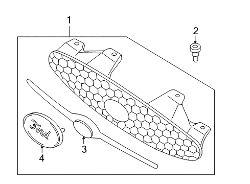 2003 Ford Taurus Grille Assembly - Radiator Diagram for 2F1Z-8200-AAB