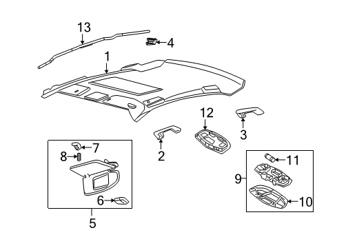 2006 Mercury Milan Headlining - Roof Diagram for 6N7Z-5451916-AAA