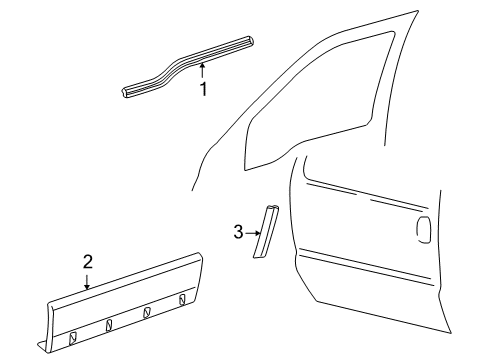 2003 Ford Excursion Exterior Trim - Front Door Diagram 2 - Thumbnail