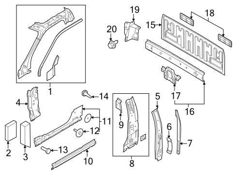 2024 Ford F-350 Super Duty Back Panel, Hinge Pillar Diagram 2 - Thumbnail