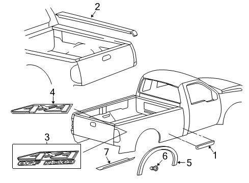 2007 Ford F-350 Super Duty Exterior Trim - Pick Up Box Diagram 1 - Thumbnail