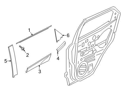 2019 Ford EcoSport Exterior Trim - Rear Door Diagram