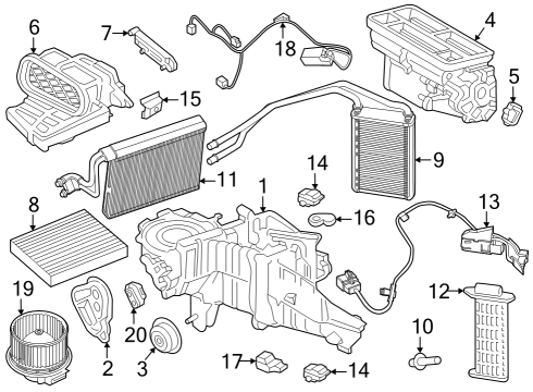 2024 Ford F-250 Super Duty A/C Evaporator & Heater Components Diagram