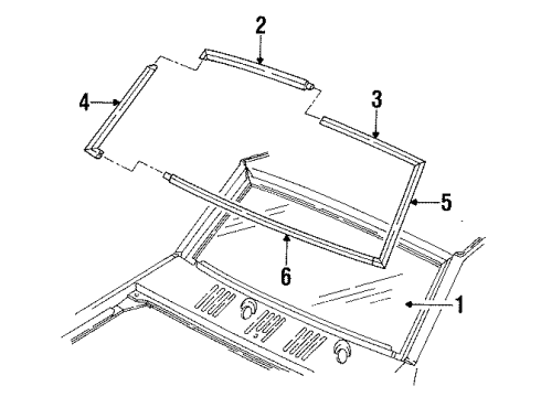 1988 Ford Bronco Windshield Glass, Reveal Moldings Diagram