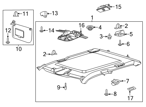 2021 Ford F-350 Super Duty VISOR ASY - SUN Diagram for JC3Z-2504104-PB