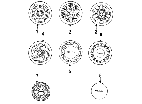 1996 Ford Thunderbird Wheels, Covers & Trim Diagram