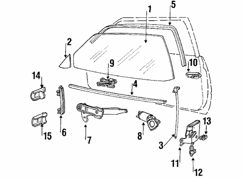 1985 Mercury Capri Window Operating Motor Assembly Diagram for H2MZ-99233V94-A