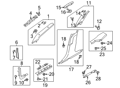 2016 Lincoln MKZ Trim - "B" Pillar Diagram for DP5Z-5424347-LH