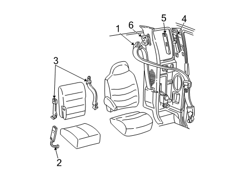 2002 Ford F-350 Super Duty Seat Belt Diagram 3 - Thumbnail