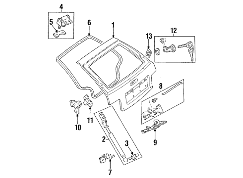 1996 Ford Aspire Hinge Assembly Diagram for F4BZ5842900A