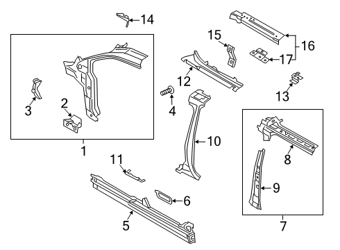 2023 Ford Transit Connect Reinforcement - "A" Pillar Diagram for 3M5Z-58024A14-A