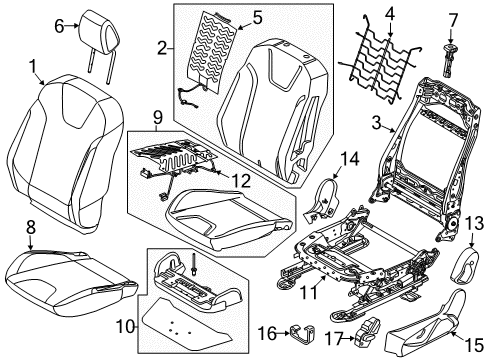 2016 Ford Focus Seat Back Cover Assembly Diagram for F1EZ-7864417-AF