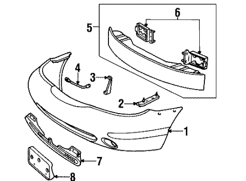 1998 Mercury Mystique Bracket - License Plate Diagram for F7RY-17A385-AA