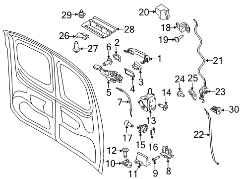 2023 Ford Transit Connect Cargo Door - Body & Hardware Diagram